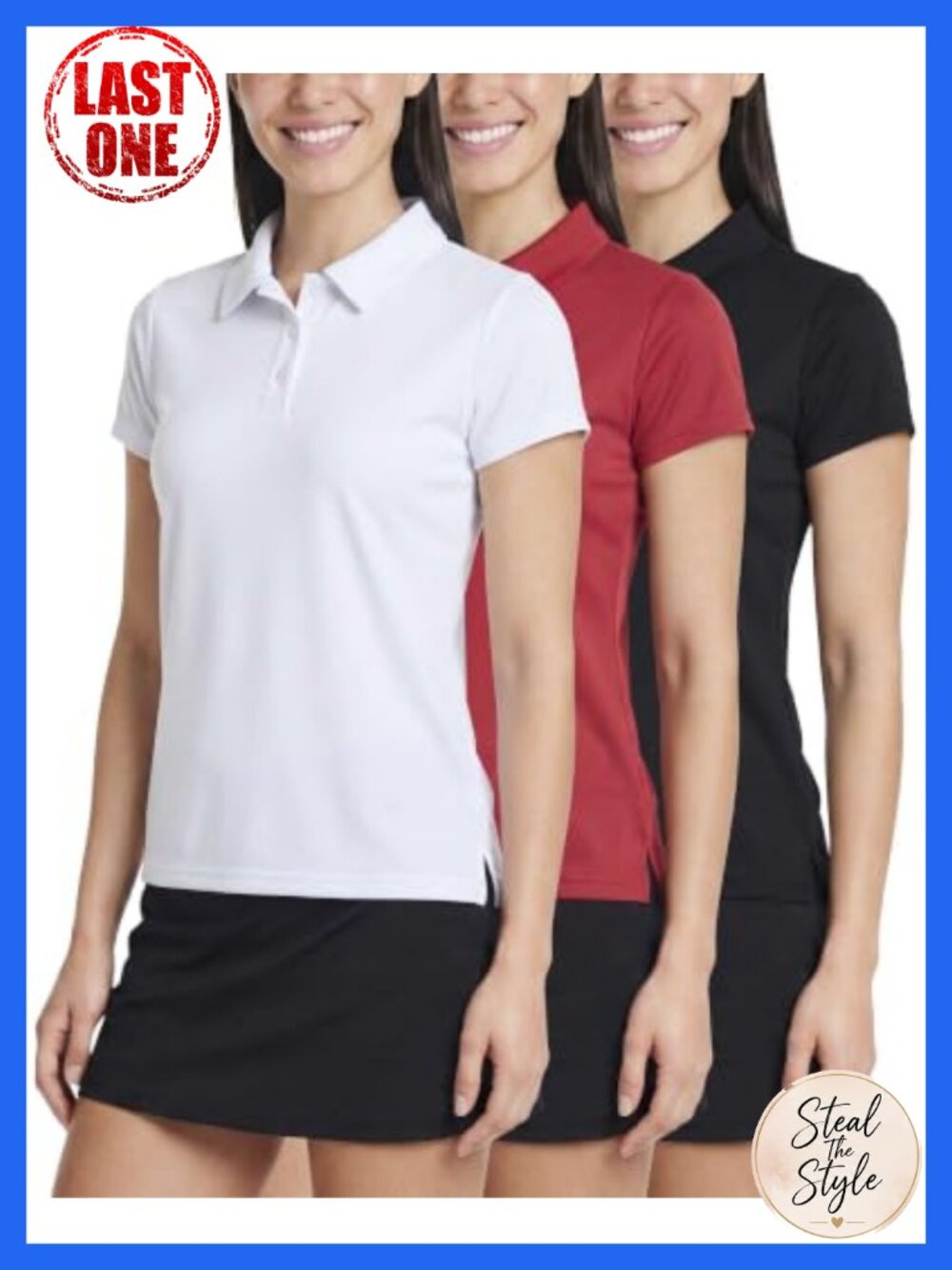 3 Pack Women's Golf Polo Shirts Short Sleeve Collared Tennis Dry Fit Tops